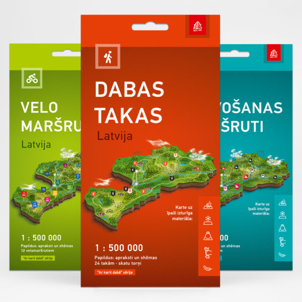 Set of Active tourism maps: Cycling routes. Nature trails.