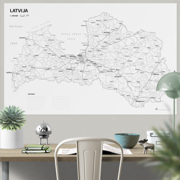 Administrative wall map of Latvia. NEW!